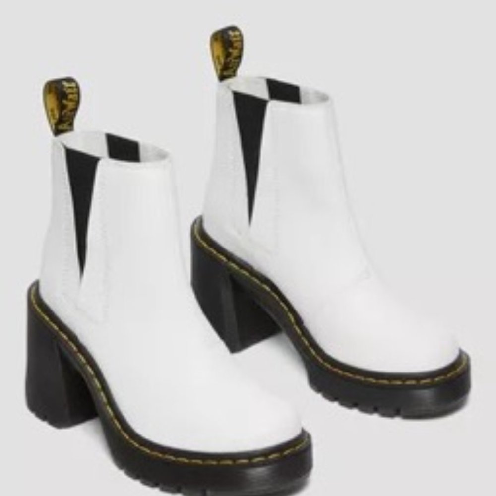 Dr Martens Spence White Sendal Platform Boots, Women's 8 US (6 UK) 39 EU
